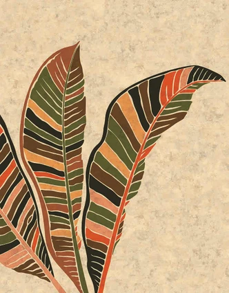 Fototapete Wandtapete mit Motiv Abstrakte Tropenblätter in Boho Naturtönen 3,4 x 2,65 m 