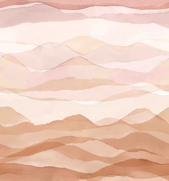 Fototapete Motivtapete Aquarell Berge in Beige und Rosé mit sanftem Farbverlauf 3,4 x 3,18 m 
