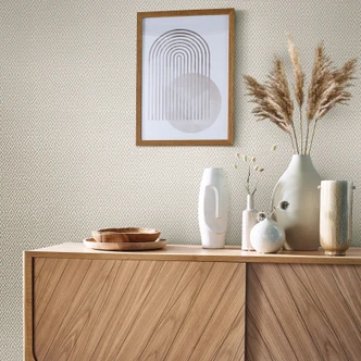 Vliestapete mit gestickter Rautenoptik beige Grafisch 
