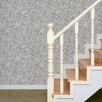 Icke-vävd tapet blommor, bladmotiv blommig natur i grått 