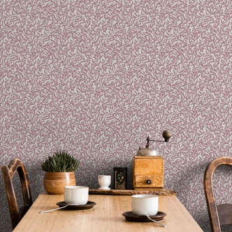 Non-woven wallpaper leaves, leaf motif floral nature in red 