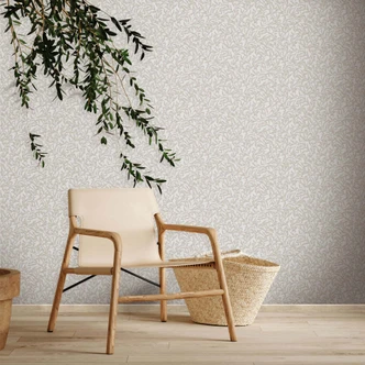 Non-woven wallpaper leaves, leaf motif floral nature in beige 