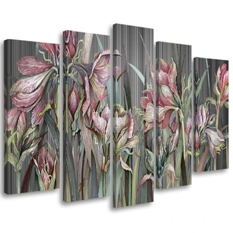 Leinwandbild 5 teilig, Iris Blumen 