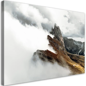 Canvasbillede, Bjergtoppe i skyerne 