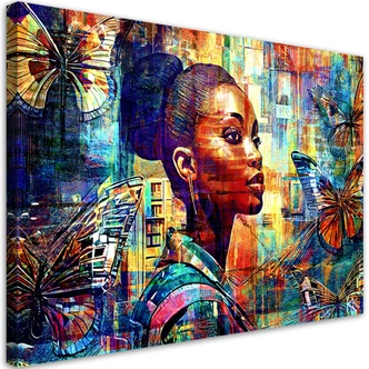 Canvas Schilderij, Afrikaanse vrouw glamour 