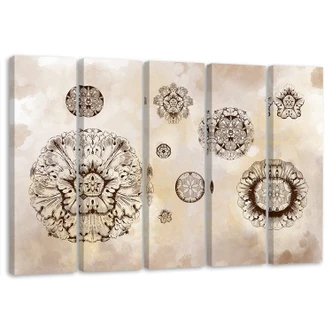 Leinwandbild 5 teilig, Florale geometrische Formen 