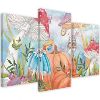 Leinwandbild 3 teilig, Little Alice im Land der Wunder 