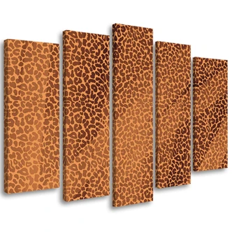 Leinwandbild 5 teilig, Leopard Leopard Pelfpatches Muster 
