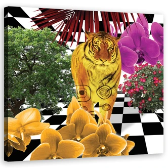 Canvasbillede, Farverige tigre 