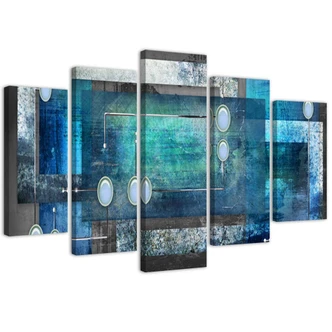Leinwandbild 5 teilig, Abstrakt Blau 