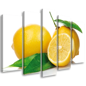 Lærredstryk 5 stykker, frugter citroner Lærredstryk 5 stykker, frugter citroner