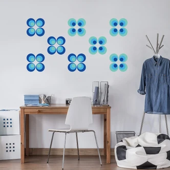 Sticker mural - Sphères bleues rétro 