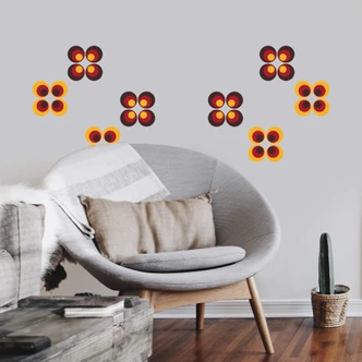 Adesivo murale - Sfere rétro - arancione 