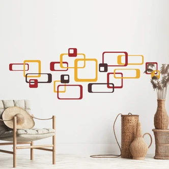 Adesivo murale - Rettangoli rétro arancioni 