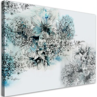 Leinwandbild, Blaue Blüten Abstraktion 