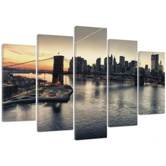 Leinwandbild 5 teilig, New York City Brooklyn Bridge 