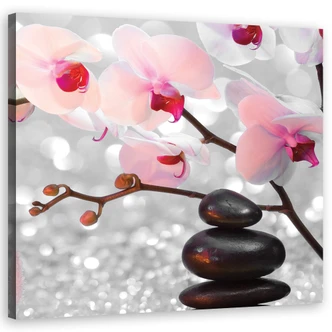 Leinwandbild, Zen Steine ​​Orchidee Blumen 