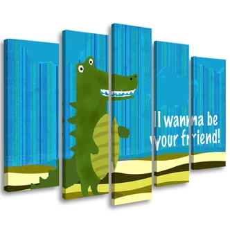 Leinwandbild 5 teilig, Crocodile Tiere Cartoon 