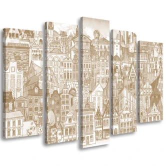 Leinwandbild 5 teilig, Fröhliche Stadt 