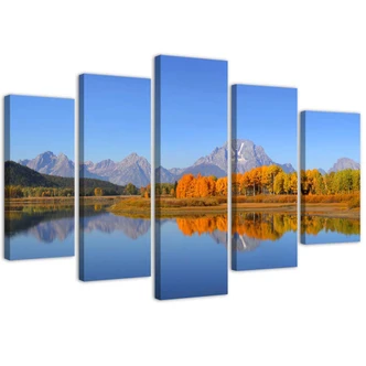 Leinwandbild 5 teilig, Landschaft See Natur 