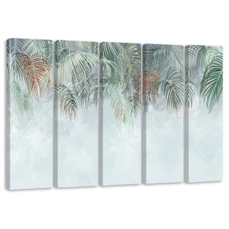 Leinwandbild 5 teilig, Palmenblätter 
