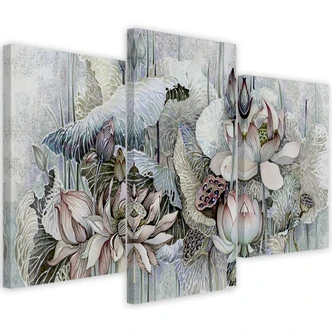 Leinwandbild 3 teilig, Saint Lotos Blumen 