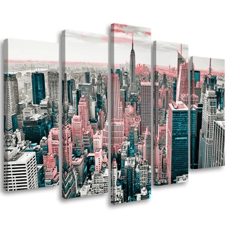 Leinwandbild 5 teilig, New York Manhattan Stadt Panorama 