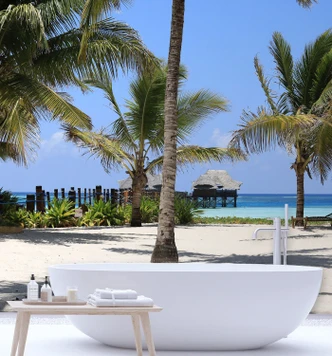 Fototapete, Palmen und das blaue Meer 