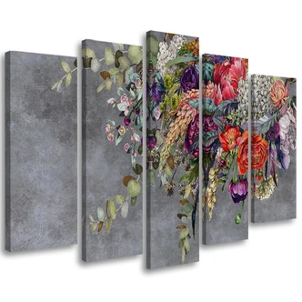 Leinwandbild 5 teilig, Blumenstrauß 