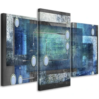 Leinwandbild 3-teilig, Abstrakt 3d Blau 