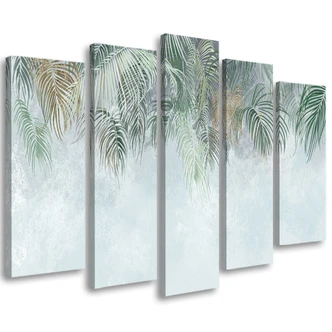 Leinwandbild 5 teilig, Palmenblätter 