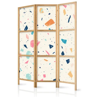 Japanischer Paravent, Raumteiler freistehend, Trennwand - Terrazzo with Multicolored Large Elements 