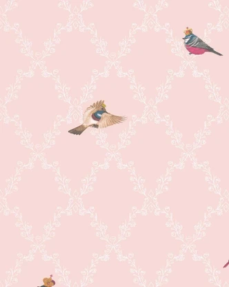 Vliestapete Vögel Illustration Romantisch, Modern in Weiß für Schlafzimmer 