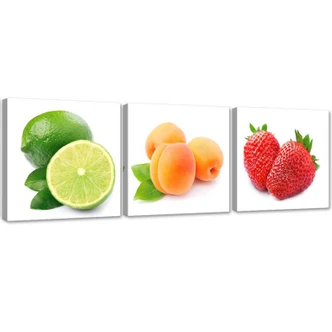 3-delige canvasprint, sappig fruit 
