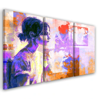 Leinwandbild 3-teilig, Frau Abstrakt 
