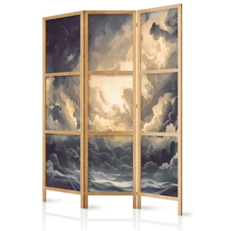 Japanischer Paravent, Raumteiler freistehend, Trennwand - Epic Light Play: Sun Battling Over Clouds 