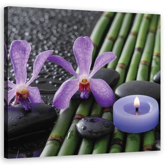 Leinwandbild, Bambusblumen Zen Spa -Kerze 