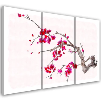 Leinwandbild 3-teilig, Kirschblüte Japan Natur 