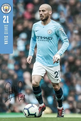 Plakat Manchester City - Silva 18-19, Plakat (61 x 91,5 cm) 