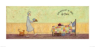 Poster Sam Toft - Petit déjeuner au lit pour Doris, impression d'art, Sam Toft (100 x 50 cm) 