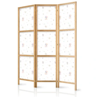 Japanischer Paravent, Raumteiler freistehend, Trennwand - Watercolor: Balloons and Airships Against Clouds 