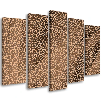 Leinwandbild 5 teilig, Leopard Leopard Pelfpatches Muster 