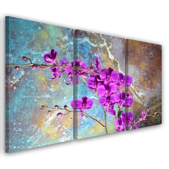Leinwandbild 3-teilig, Orchidee Blumen Türkis 