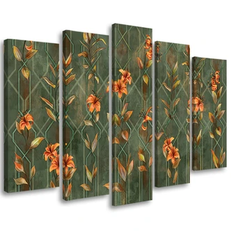 Leinwandbild 5 teilig, Lilia gelbe Blume 