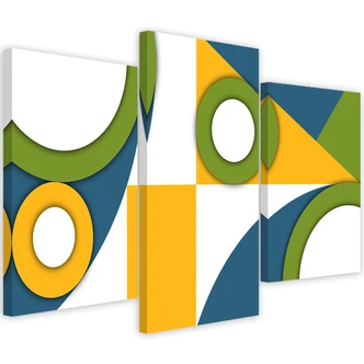 Leinwandbild 3 teilig, Geometrische Abstraktionsformen 