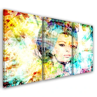 Leinwandbild 3-teilig, Sophia Loren 