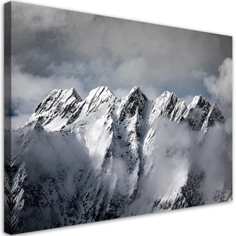 Canvasbillede, bjergtop om vinteren 