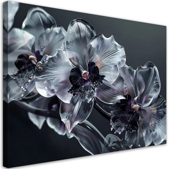 Leinwandbild, Schwarze und weiße Blumen in Blüte 