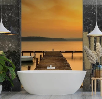 Fototapete, Brücke bei Sonnenuntergang Fototapete, Brücke bei Sonnenuntergang