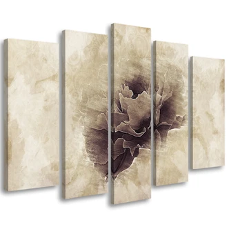 Leinwandbild 5 teilig, Rose Flower Vintage Beige 